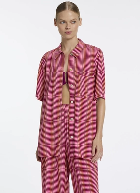 Alessia Geo Short Sleeve Shirt - Peony