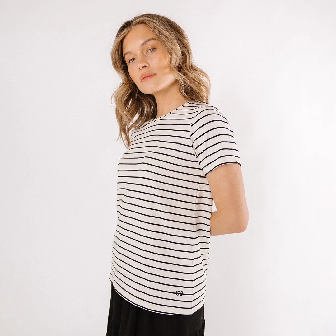 Basic Tee, Black Venice Stripe