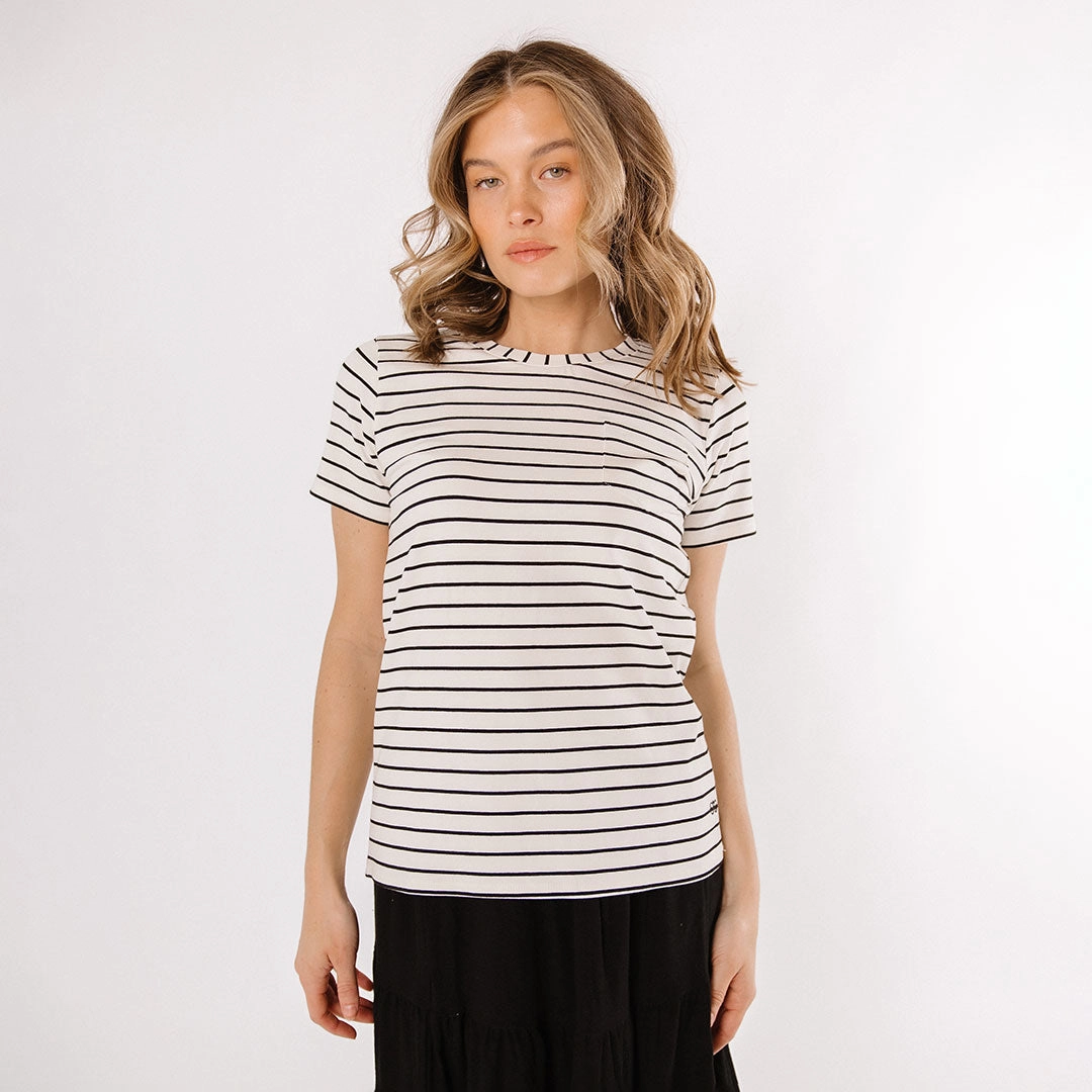 Basic Tee, Black Venice Stripe
