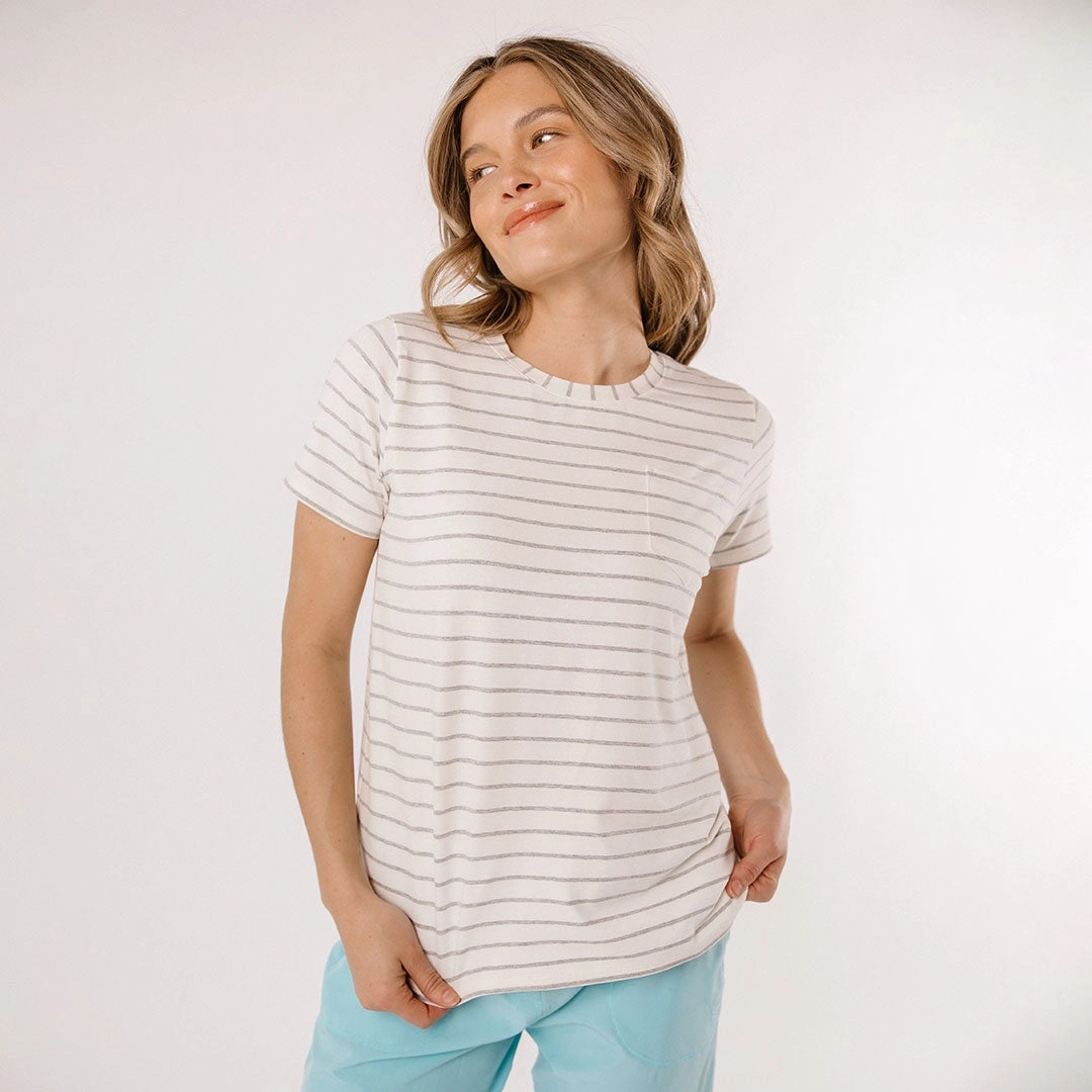 Basic Tee, Grey Venice Stripe