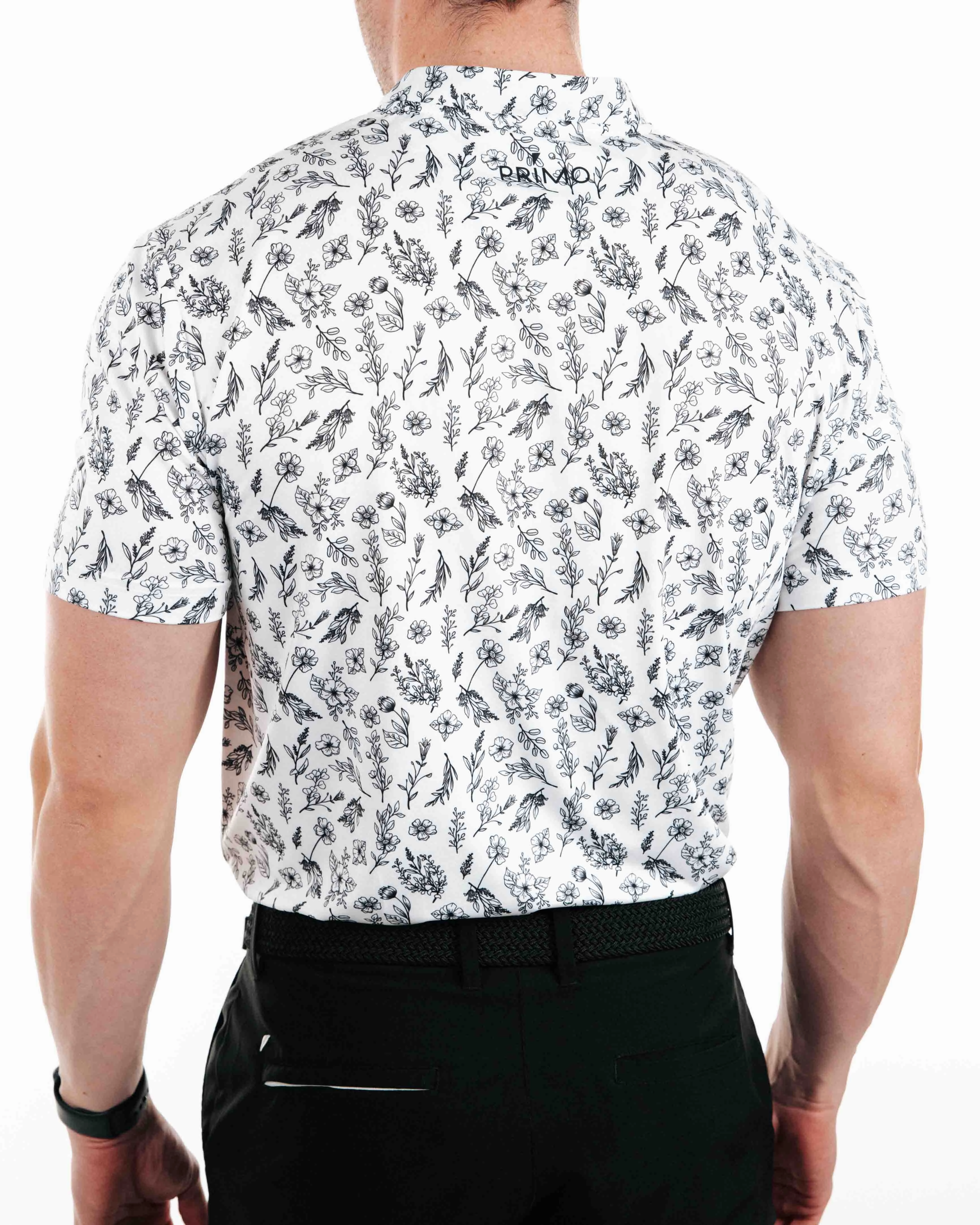 Black Floral Blade Polo