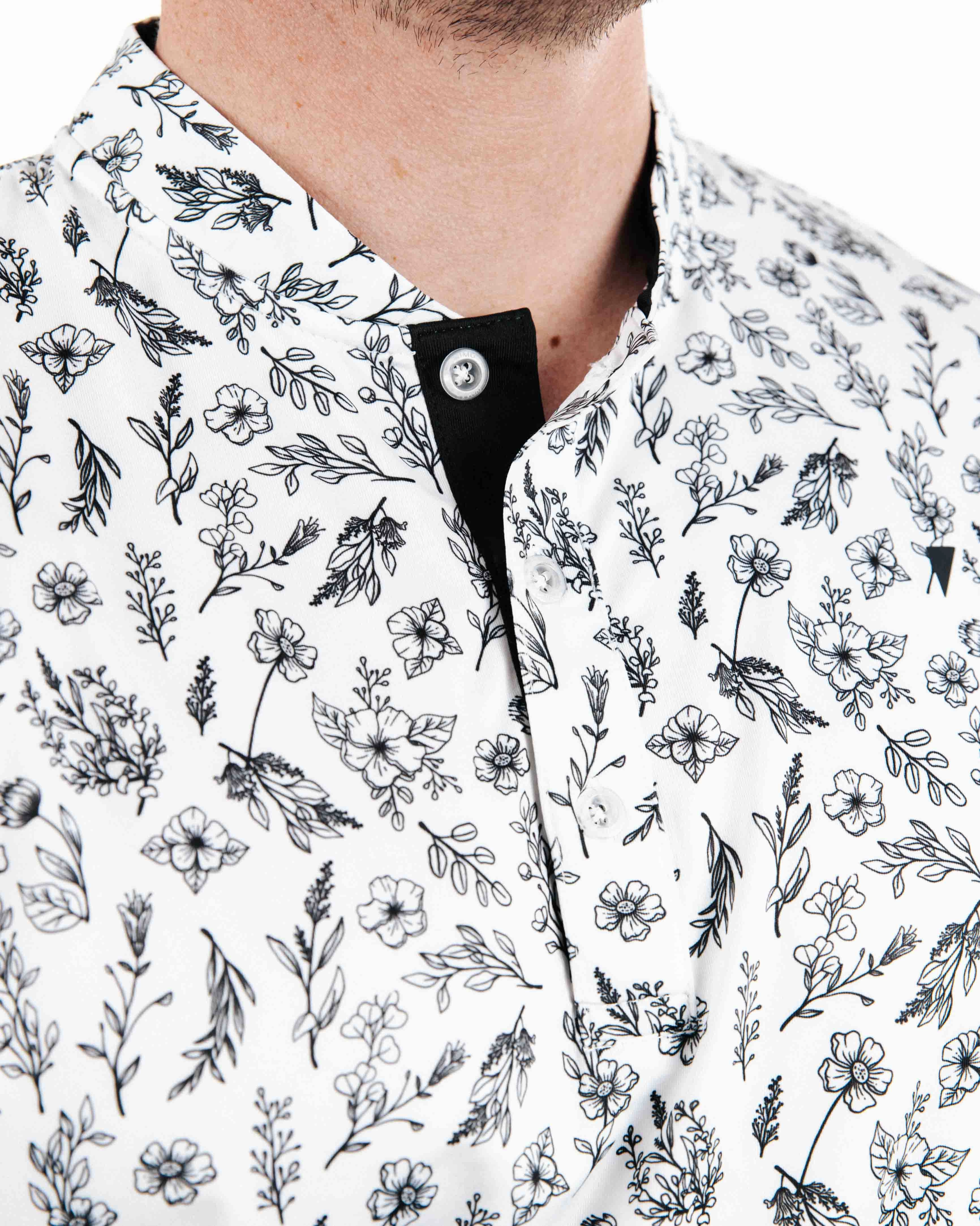 Black Floral Blade Polo