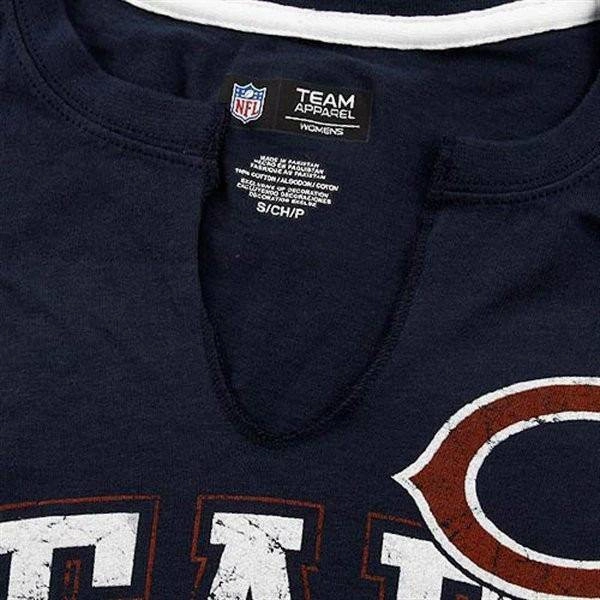 Chicago Bears Ladies Go For Two Split Neck T-Shirt - Navy Blue