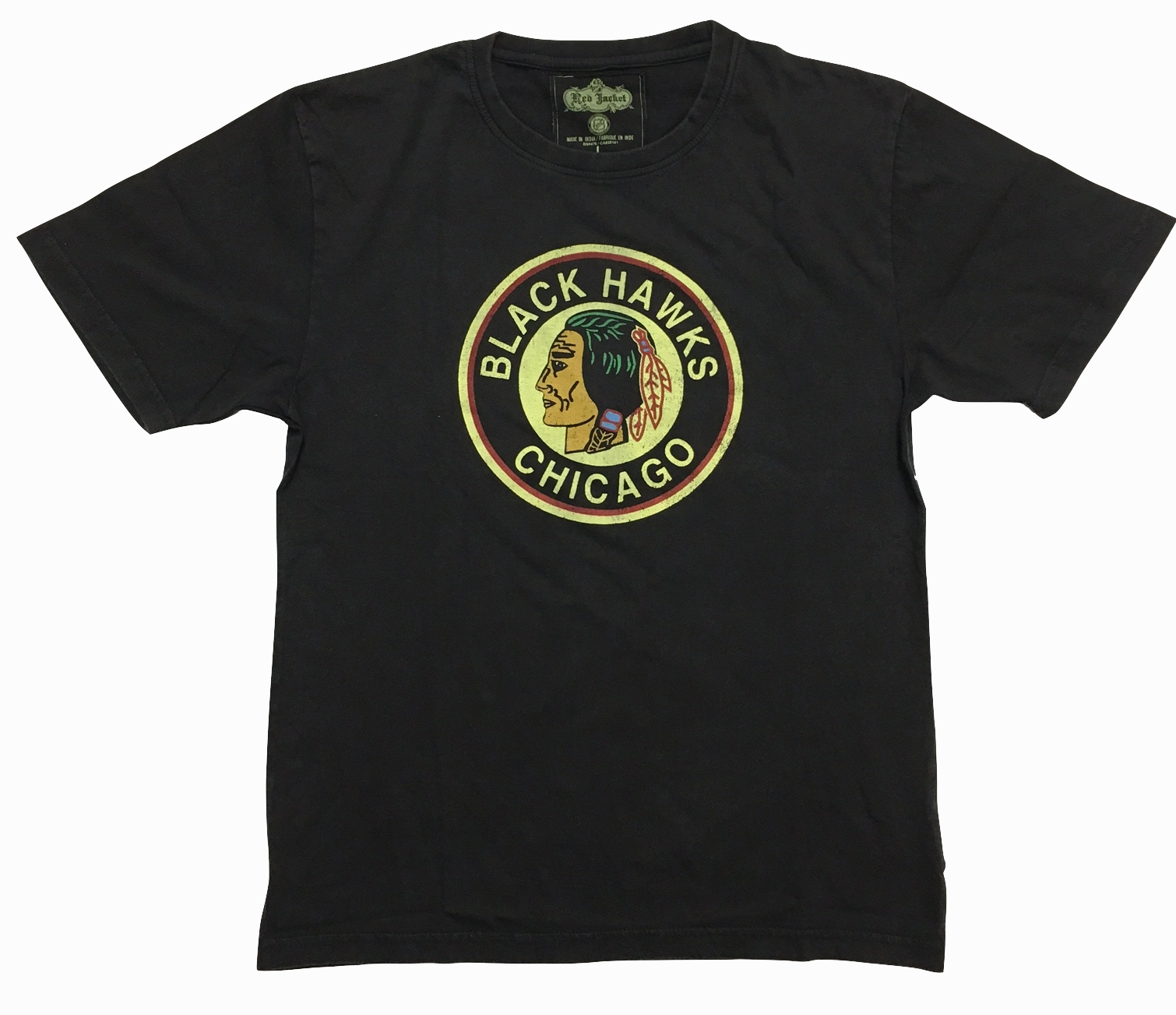 Chicago Blackhawks Brass Tacks 1934 Logo Black Brass Tacks Tee By Red Jacket