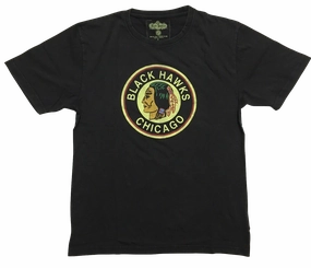 Chicago Blackhawks Brass Tacks 1934 Logo Black Brass Tacks Tee By Red Jacket