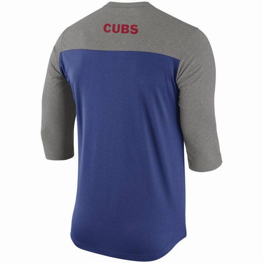 Chicago Cubs Men’s Royal Nike Dri Fit Henley 3/4 Sleeve T-Shirt