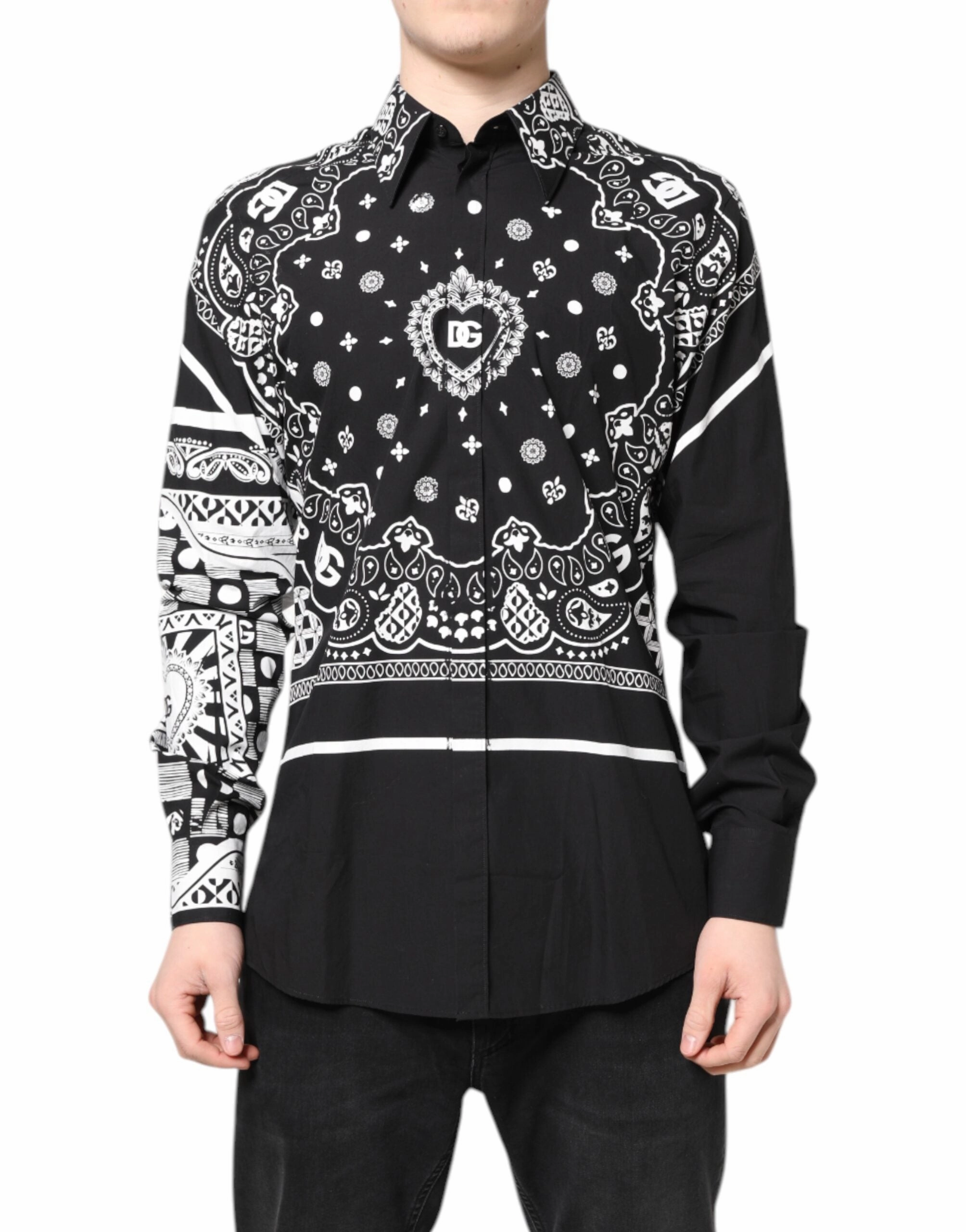 Dolce & Gabbana  Bandana Cotton Formal Dress Men's Shirt (Pre-Owned)