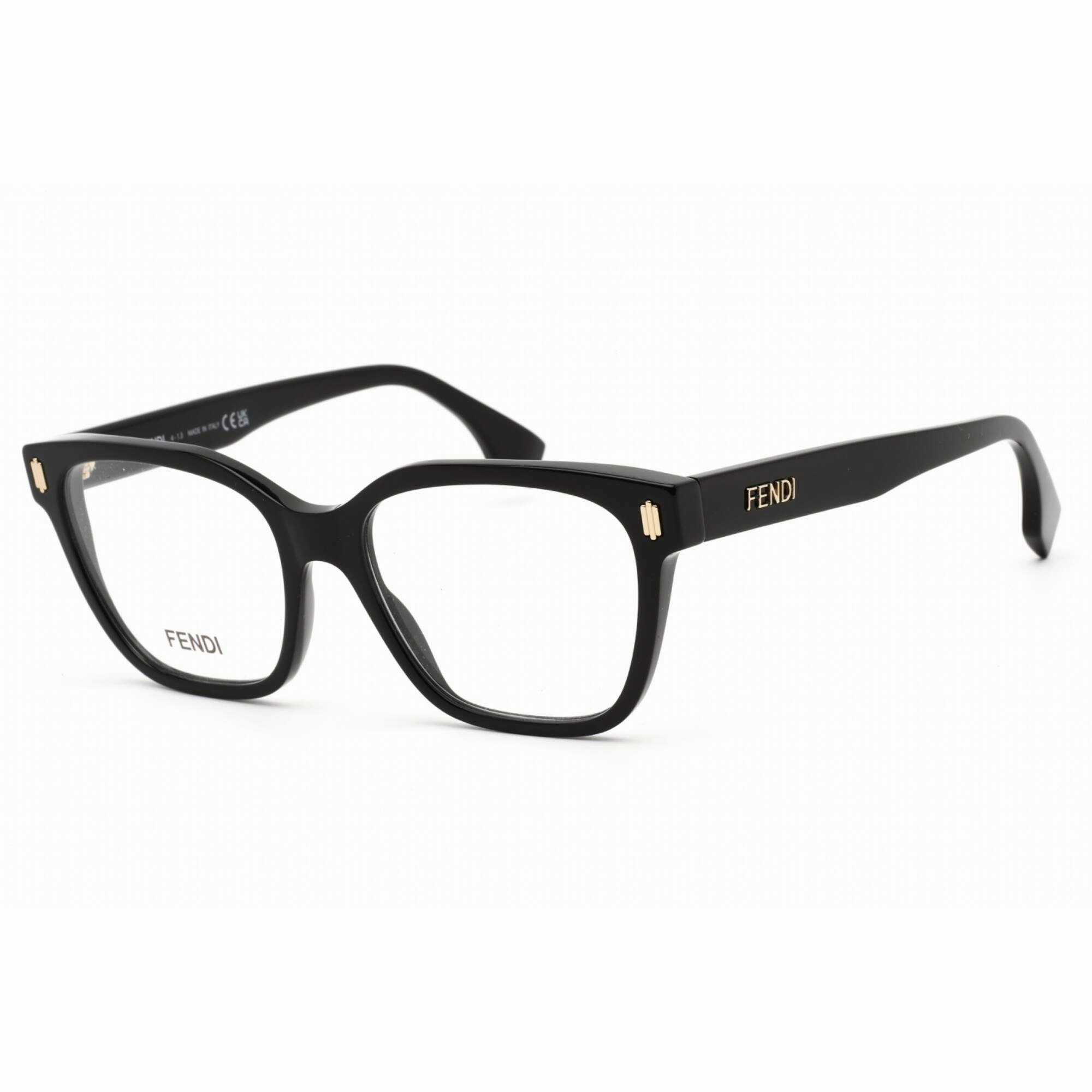 Fendi Men's Eyeglasses - Shiny Black Plastic Rectangular 52mm Frame | FE50055I 001