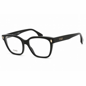 Fendi Men's Eyeglasses - Shiny Black Plastic Rectangular 52mm Frame | FE50055I 001