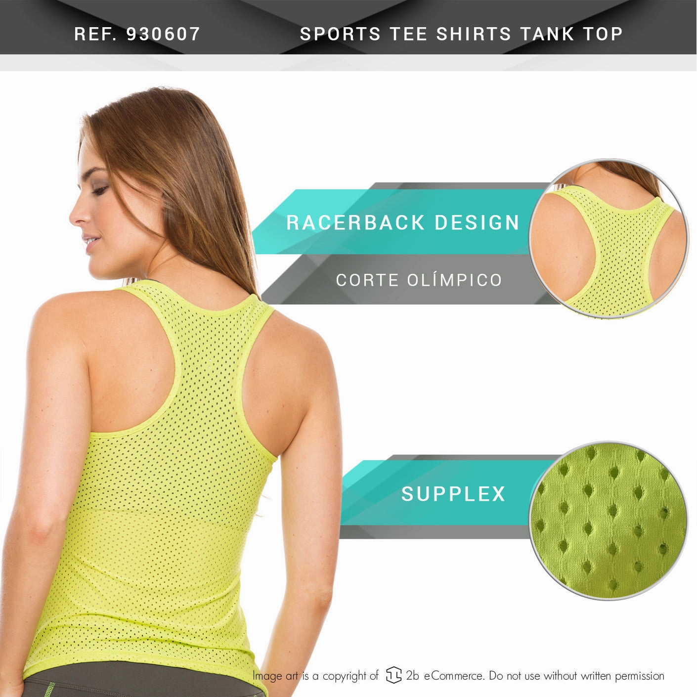 Flexmee 930607 Gym Tank Malla Nylon Activewear Sports Tee Shirts Tank Top