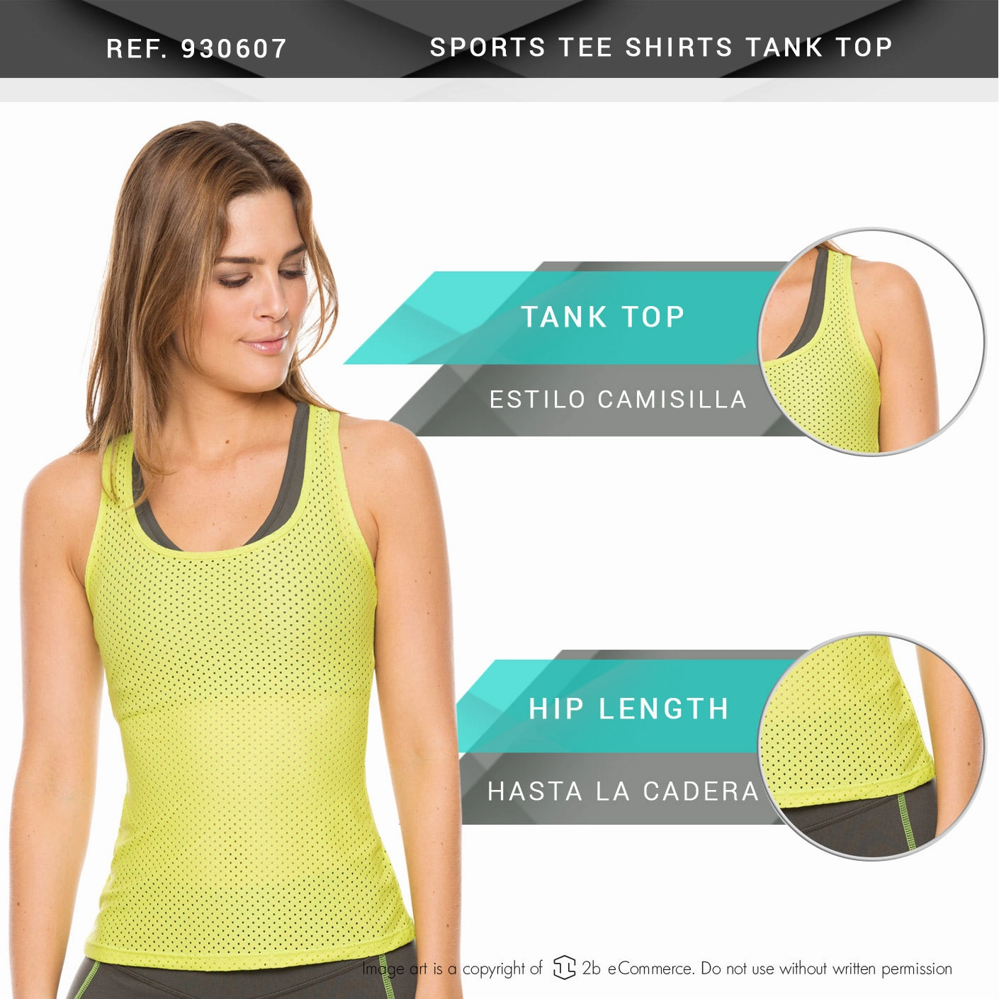 Flexmee 930607 Gym Tank Malla Nylon Activewear Sports Tee Shirts Tank Top