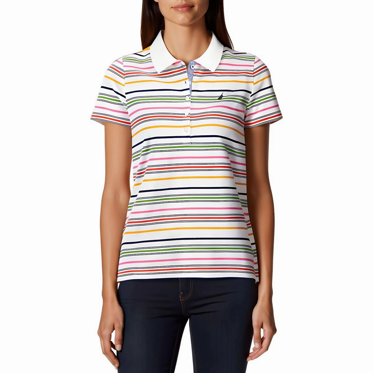 Gateway Stripe Womens Striped Cotton Polo Top