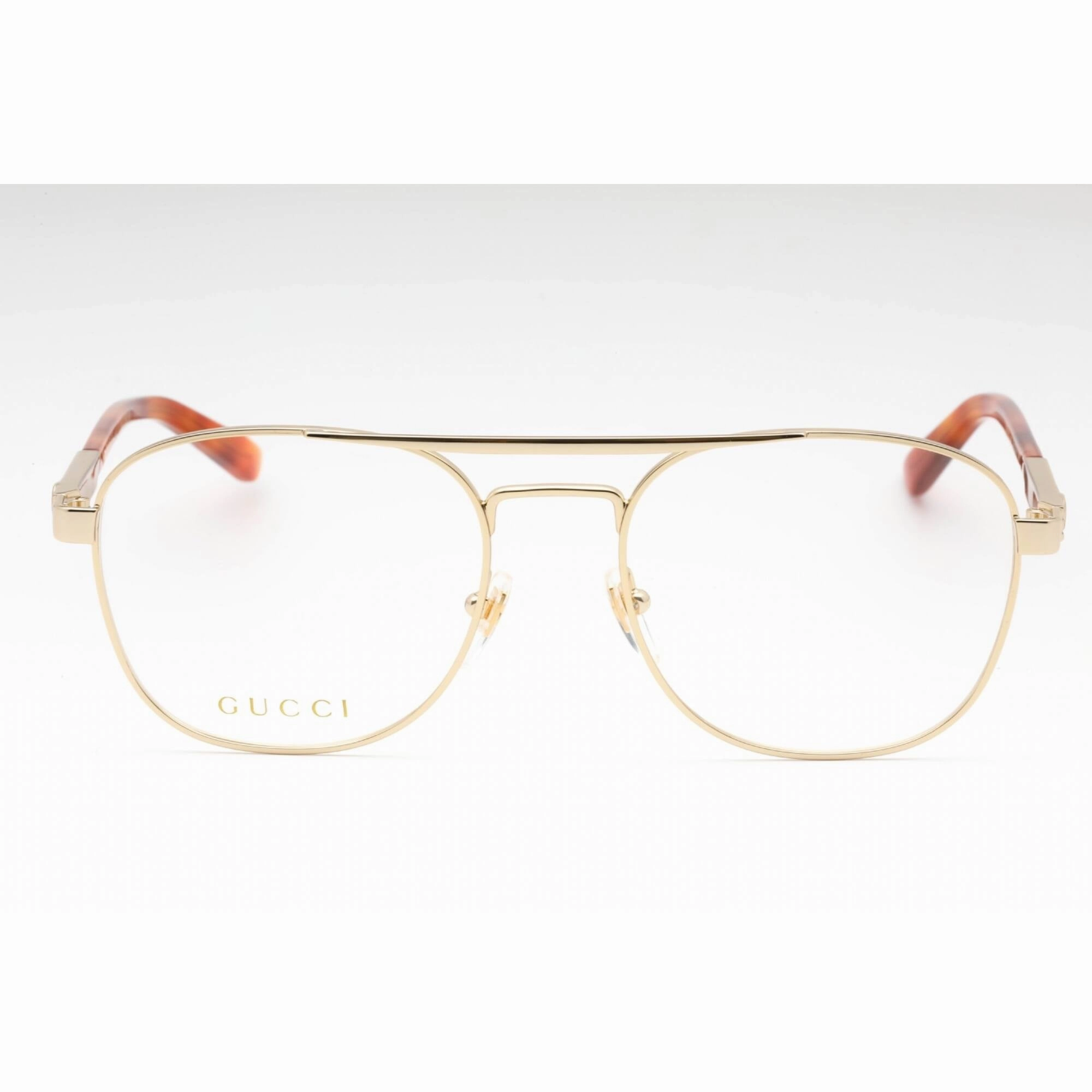 Gucci Men's Eyeglasses - Gold/Havana Aviator Full Rim Frame Clear Lens | GG1290O 002