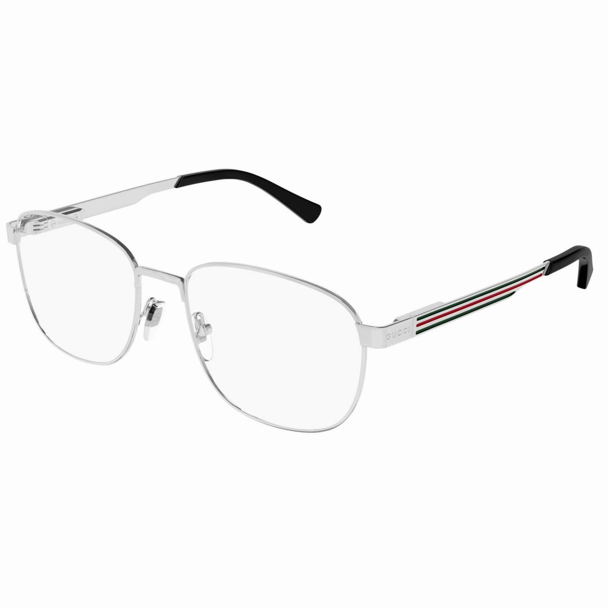 Gucci Men's Eyeglasses - Silver Metal Full Rim Square Frame Demo Lens | GG12250 001
