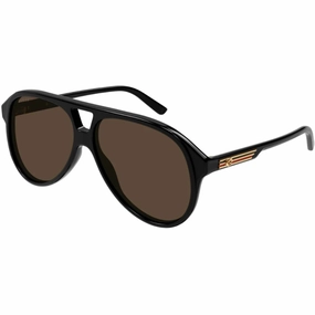 Gucci Men's Sunglasses - Black Acetate Full Rim Pilot Frame Brown Lens | GG1286S 001