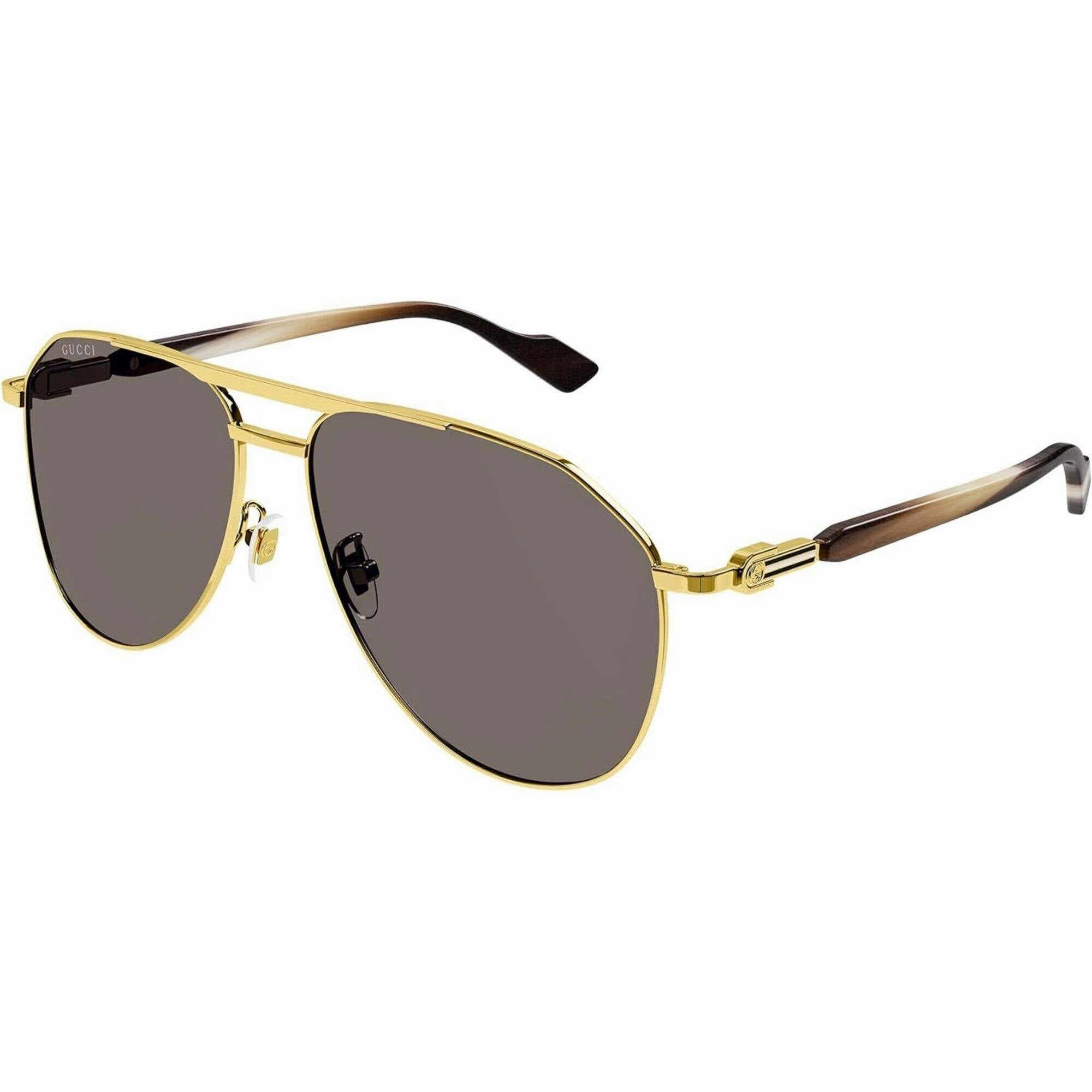 Gucci Men's Sunglasses - Gold Full Rim Metal Frame Brown Lens | GG1220S 002