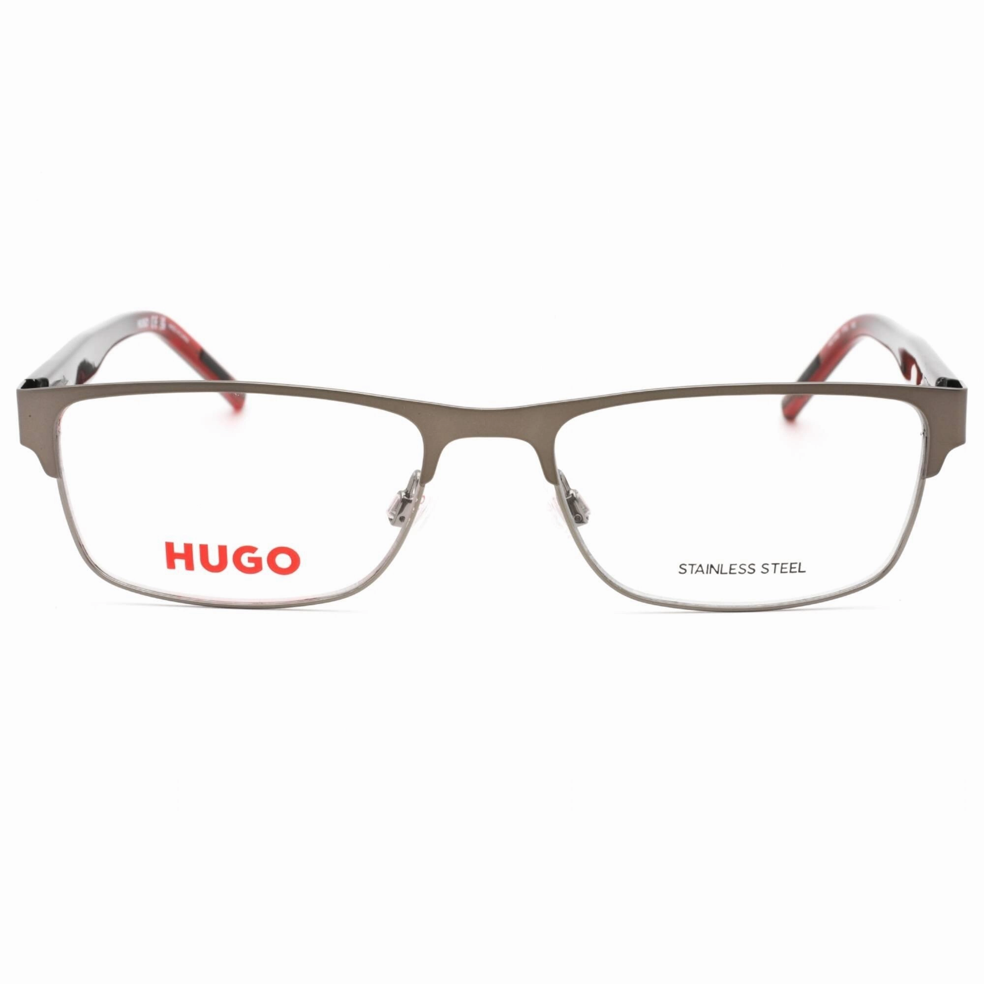 Hugo Men's Eyeglasses - Dark Ruthenium Grey Metal Rectangular Frame | HG 1263 0PTA 00