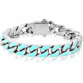 Invicta Men's Chain Bracelet - Light Blue Enamel Steel, 8.5 | B8619-85