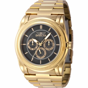 Invicta Men's Watch - Slim Quartz Black Dial Yellow Gold Steel Bracelet Date | 46262