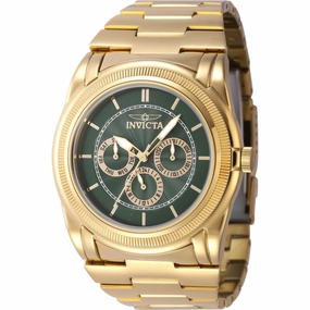 Invicta Men's Watch - Slim Quartz Green Dial Yellow Gold Steel Bracelet Date | 46263