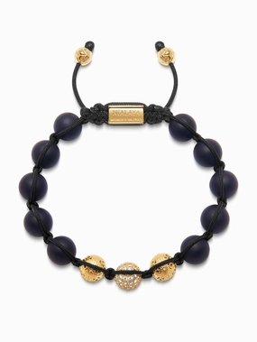 Men's Beaded Bracelet with Matte Onyx and Gold