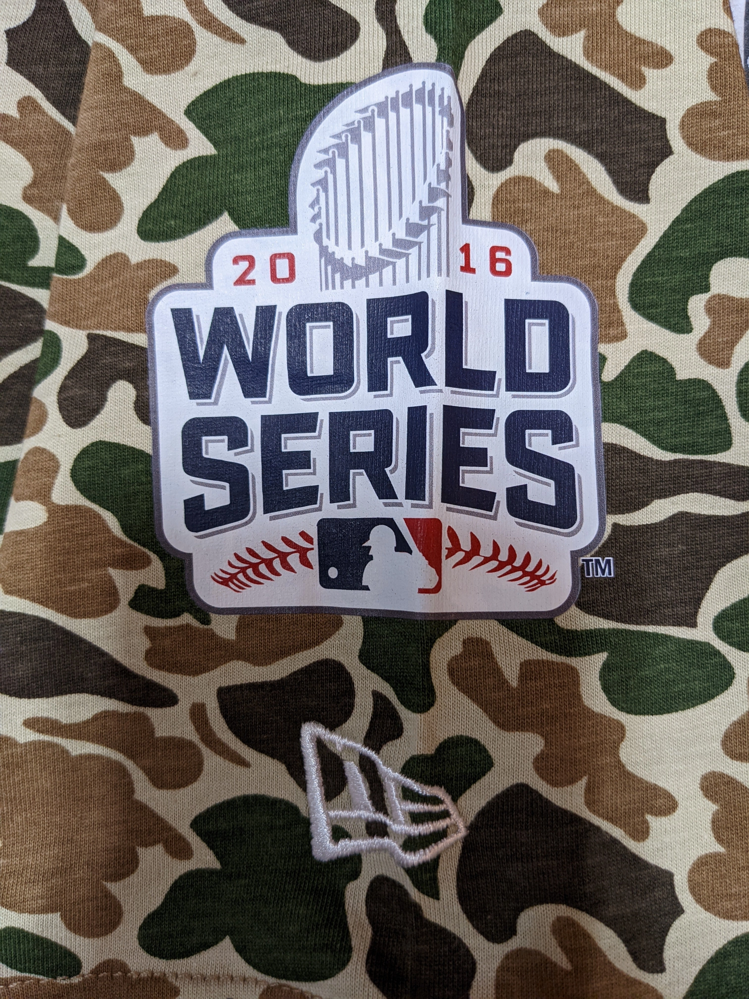 Men's Chicago Cubs 2016 World Series Duck Camo/Orange New Era Tee