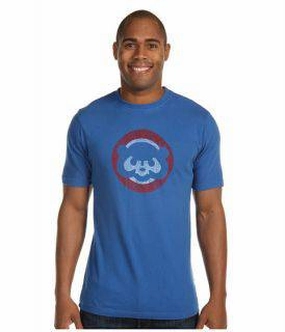 Men's Chicago Cubs Distressed 1984 Logo Vintage Brass Tacks Tee By Red Jacket