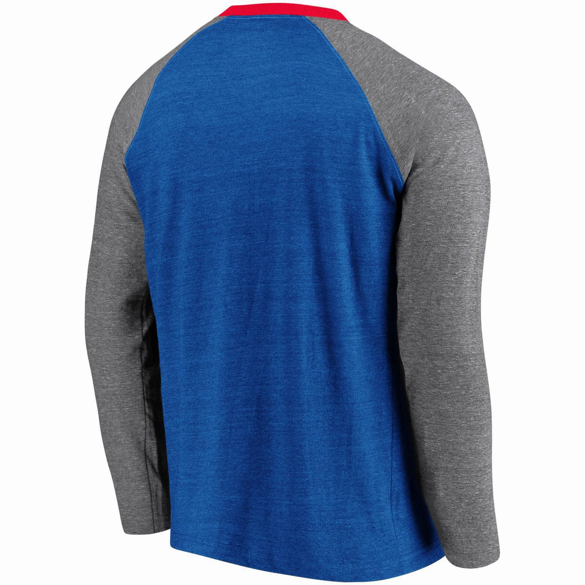 Men's Chicago Cubs Fanatics Branded Royal/Gray True Classics Long Sleeve Raglan T-Shirt