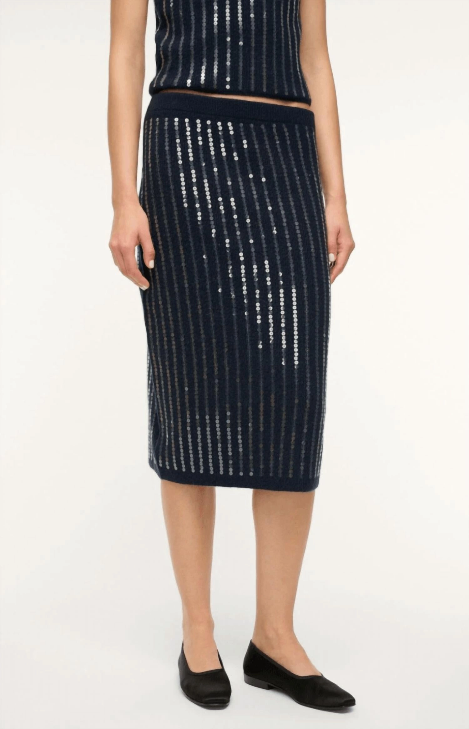 Mimi Sequin Line Skirt In Navy