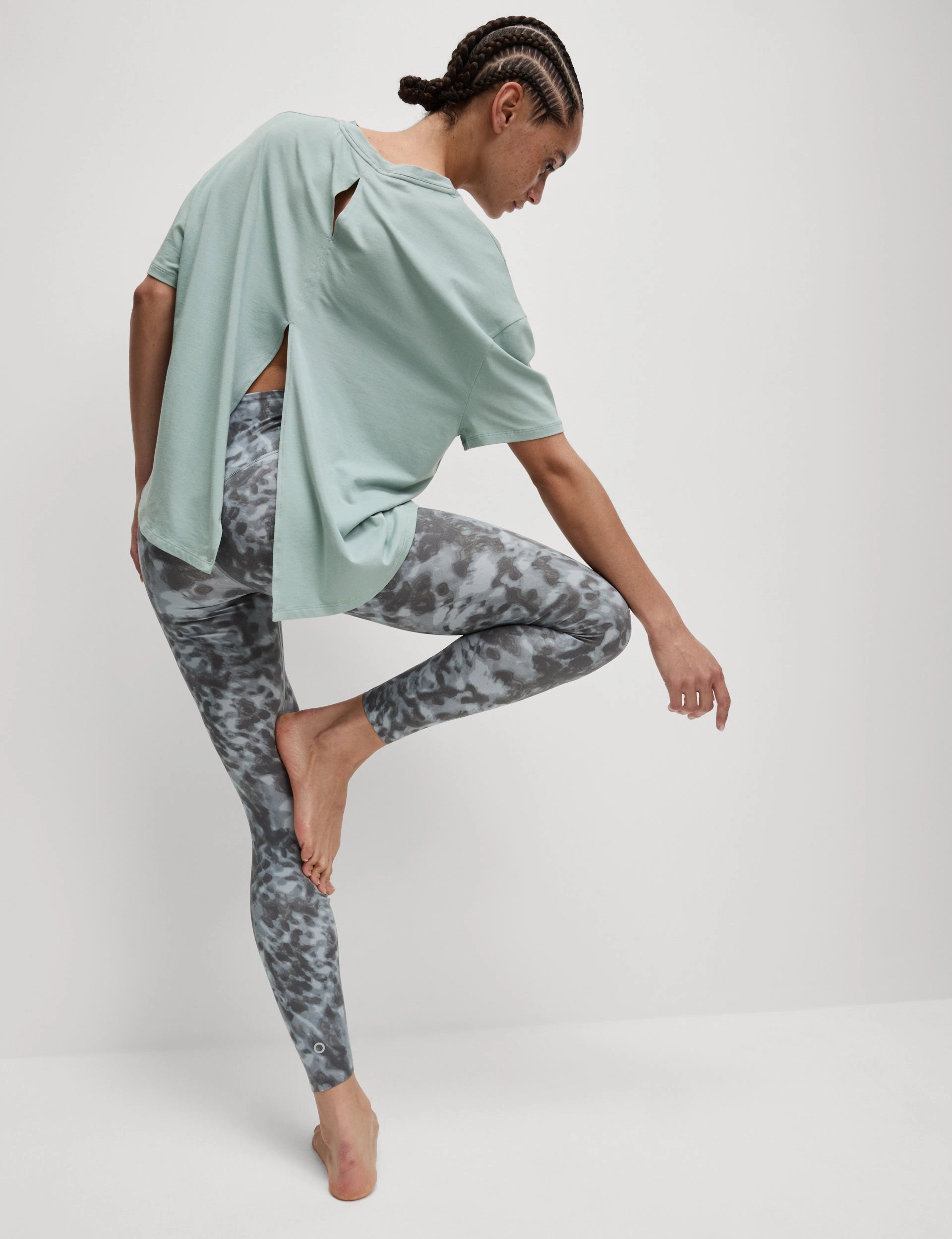 Modal Blend Lightweight Tie Back T-Shirt - Light Mint
