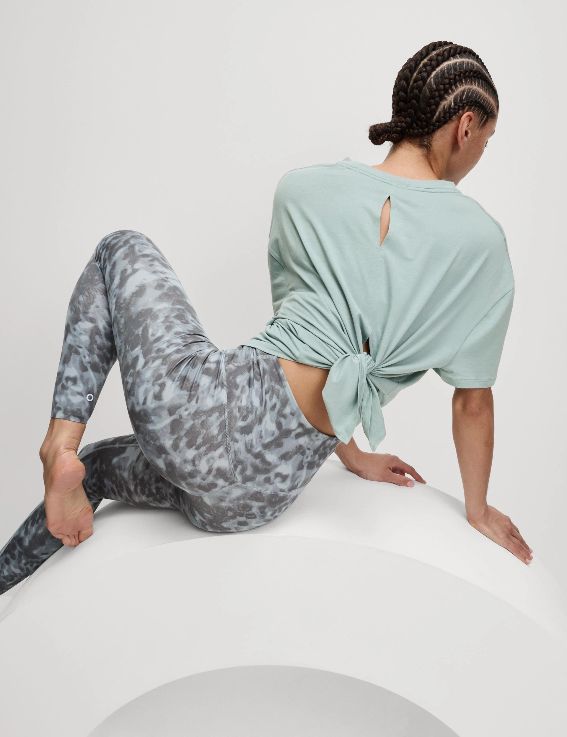 Modal Blend Lightweight Tie Back T-Shirt - Light Mint