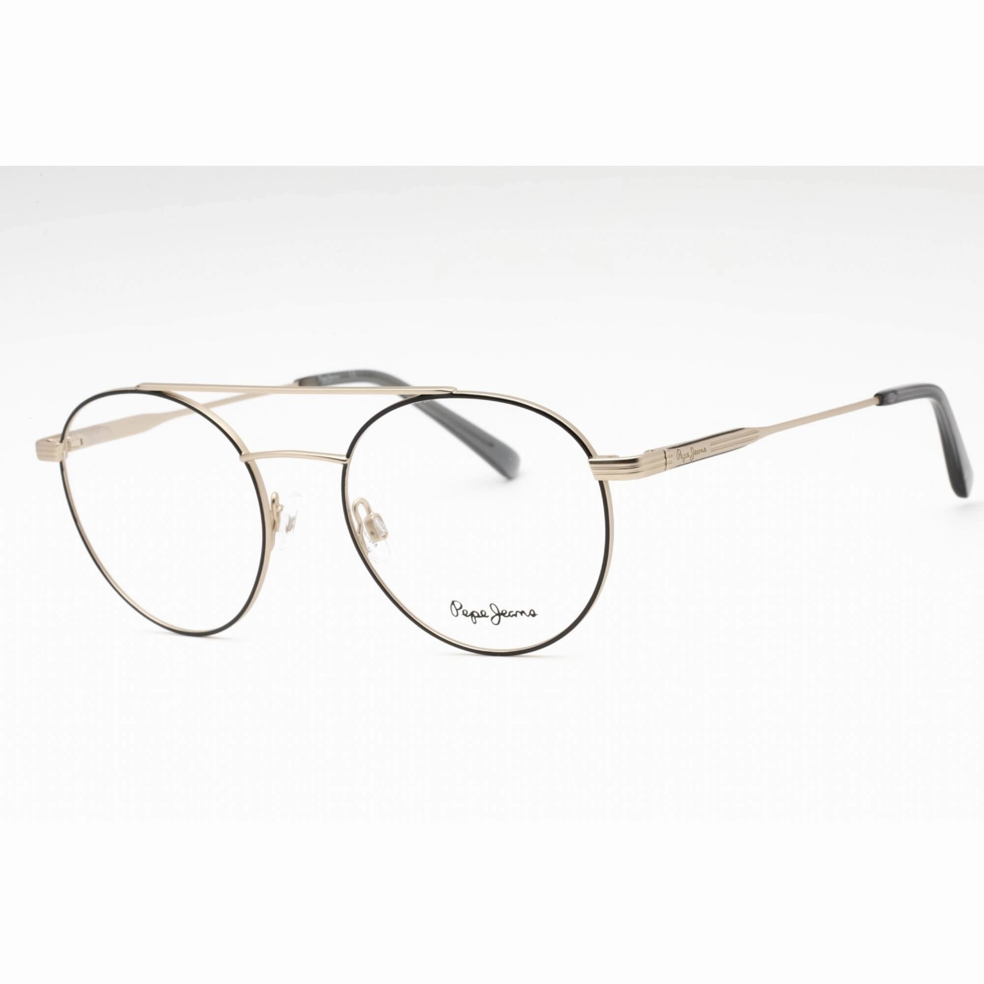 Pepe Jeans Men's Eyeglasses - Matte Light Gold/Black Metal Round Frame | PJ1412 407