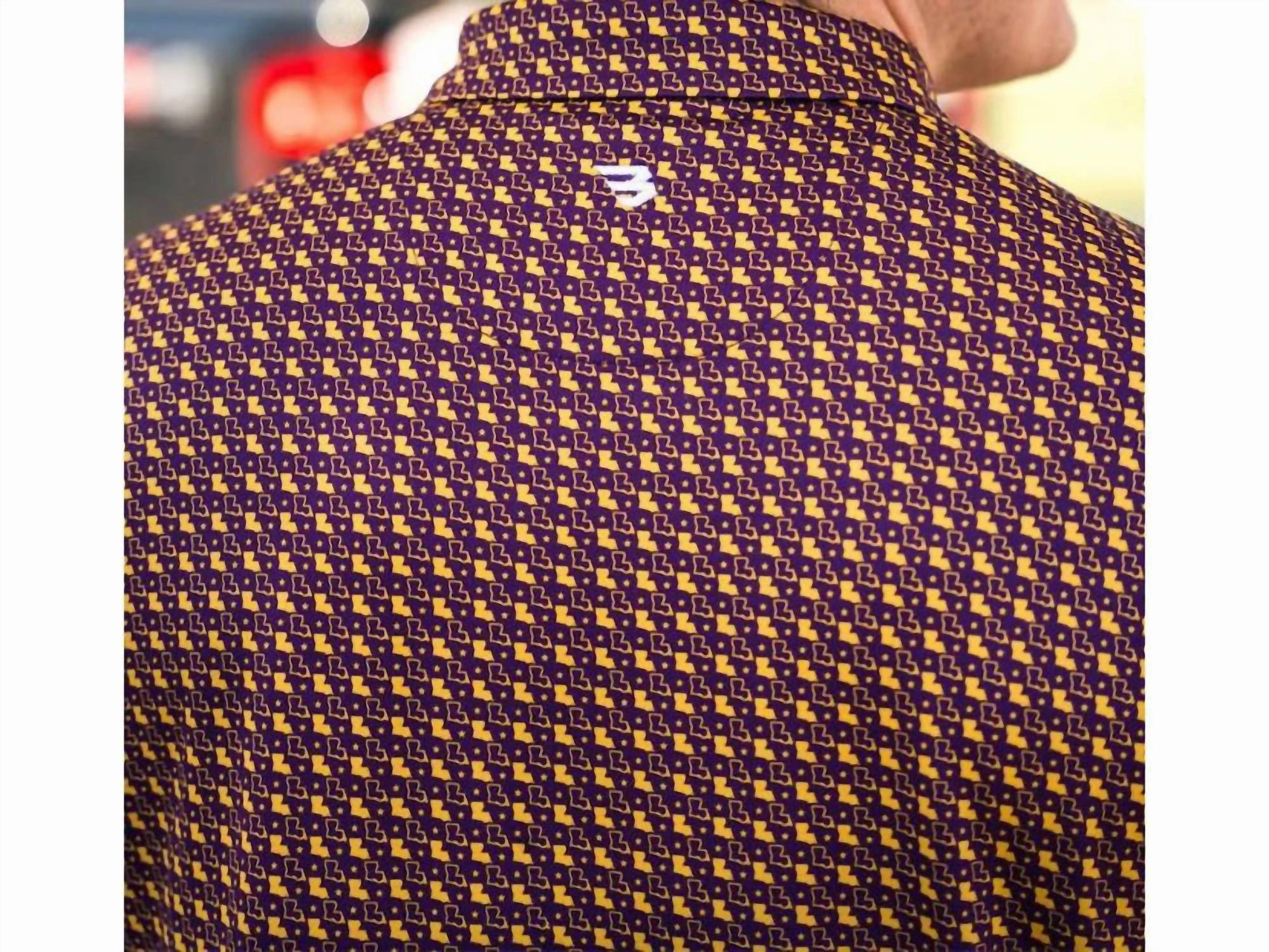 Performance Polo In Louisiana Purple And Yellow