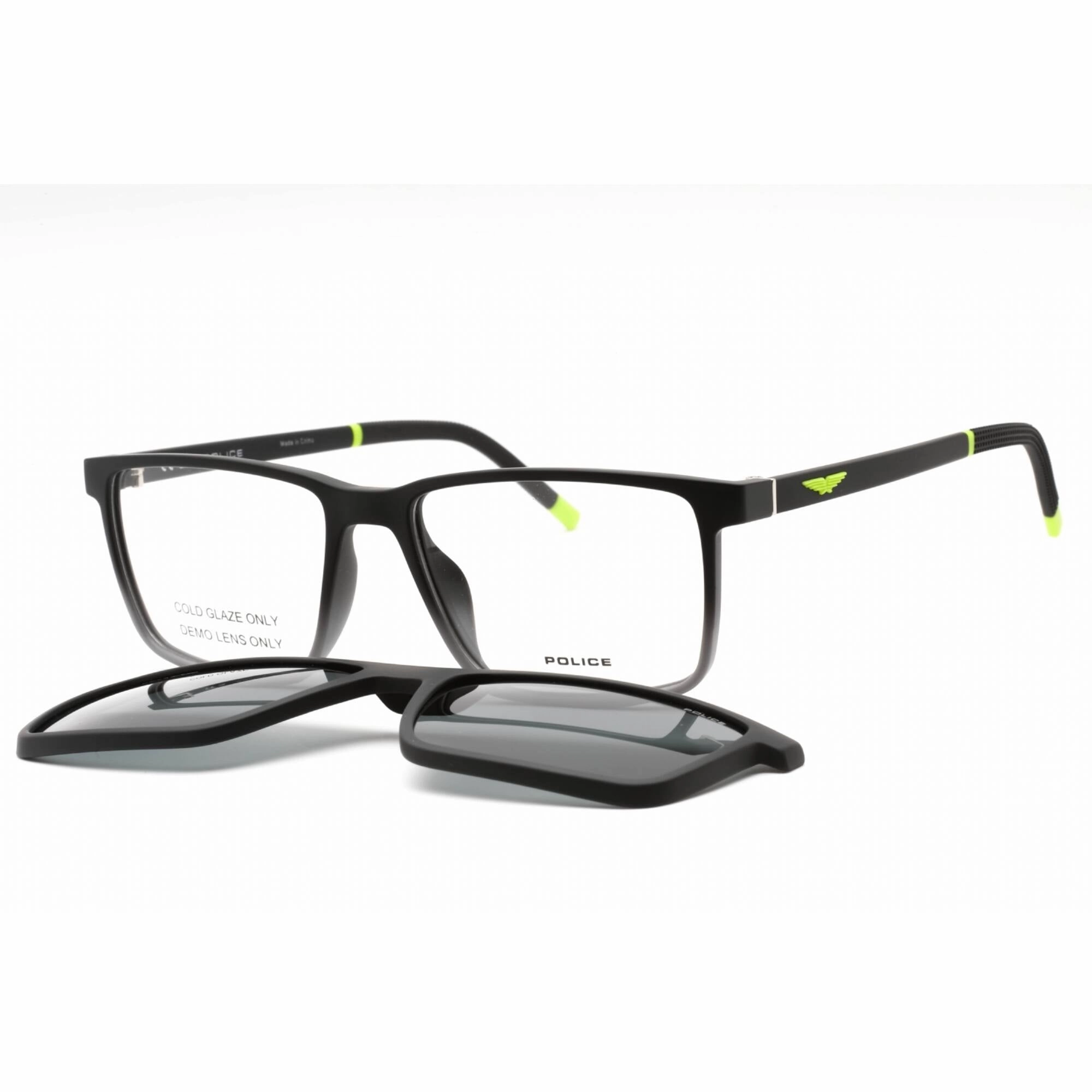 Police Men's Eyeglasses - Matte Black Plastic Rectangular Full Rim Frame | UPLL74 WT5P