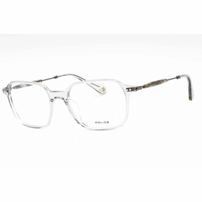 Police Men's Eyeglasses - Shiny Transparent Grey Acetate Square Frame | VPLE98M 06S8