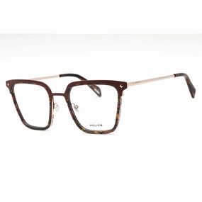 Police Men's Eyeglasses - Striped Brown Plastic Cat Eye Full Rim Frame | VPLG25 0K99