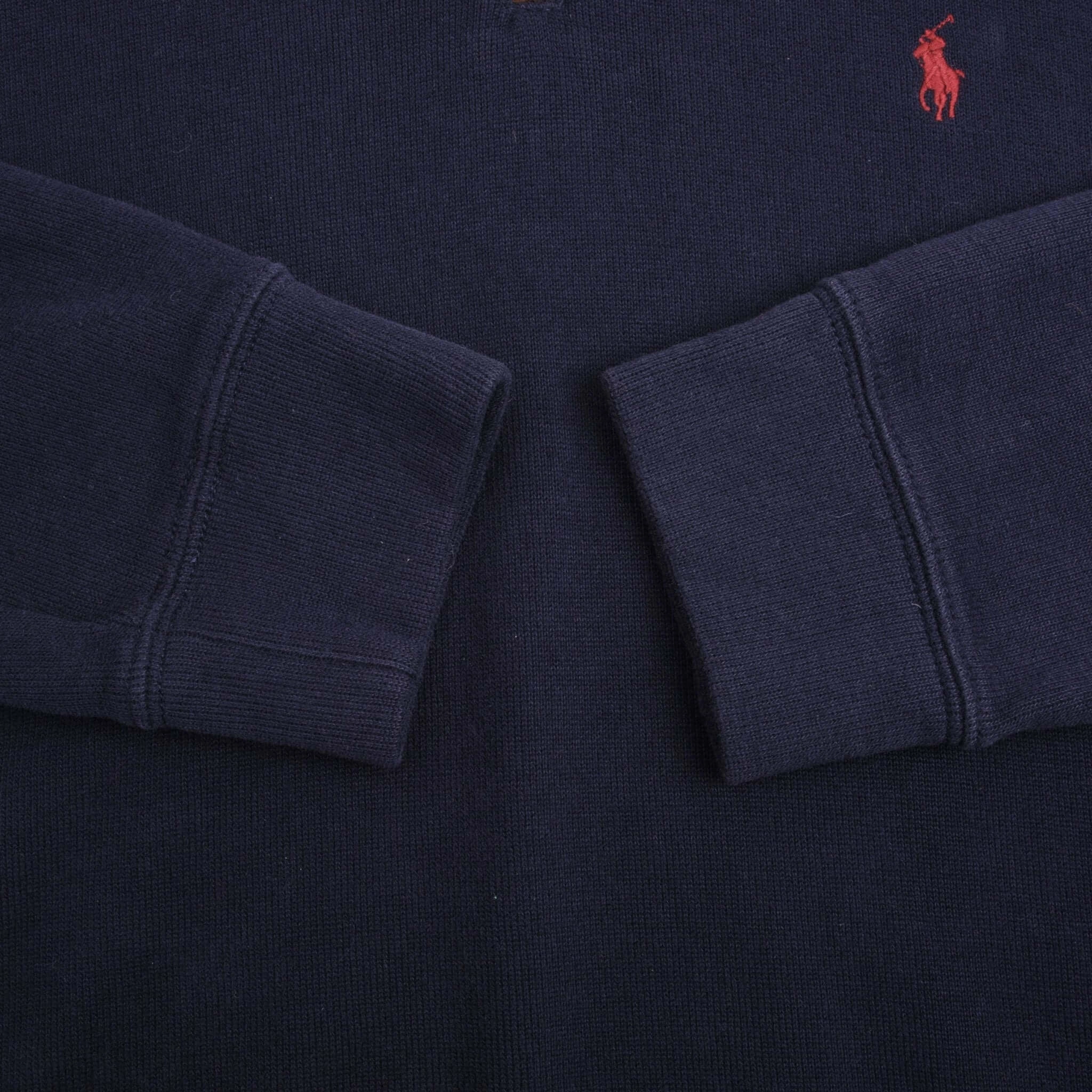 POLO RALPH LAUREN NAVY BLUE QUARTER 1/4 ZIP SWEATER SIZE LARGE