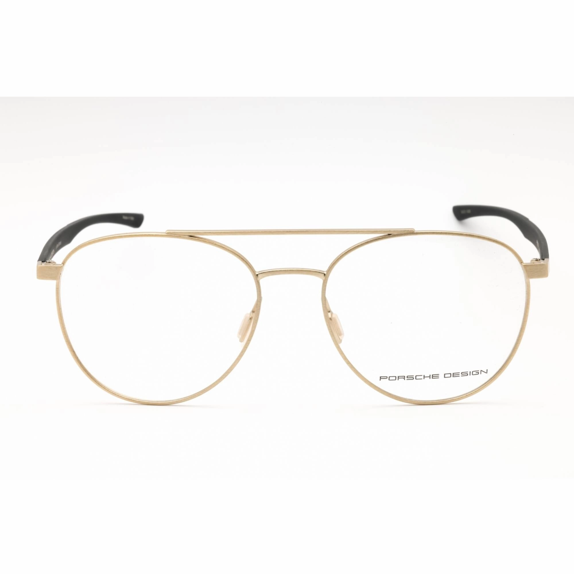 Porsche Men's Eyeglasses - Gold/Black Metal Aviator Shape Full Rim Frame | P8754 B