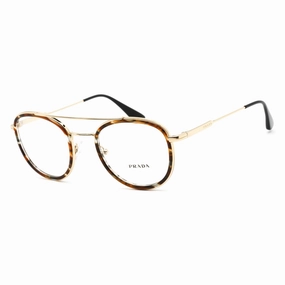 Prada Men's Eyeglasses - Striped Brown/Pale Gold Metal/Plastic Frame | 0PR 66XV 06A1O1