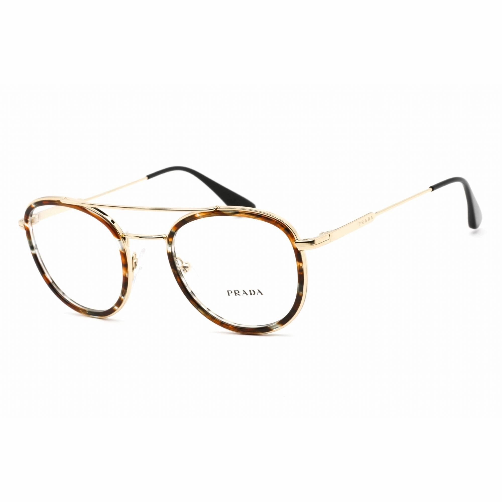 Prada Men's Eyeglasses - Striped Brown/Pale Gold Metal/Plastic Frame | 0PR 66XV 06A1O1