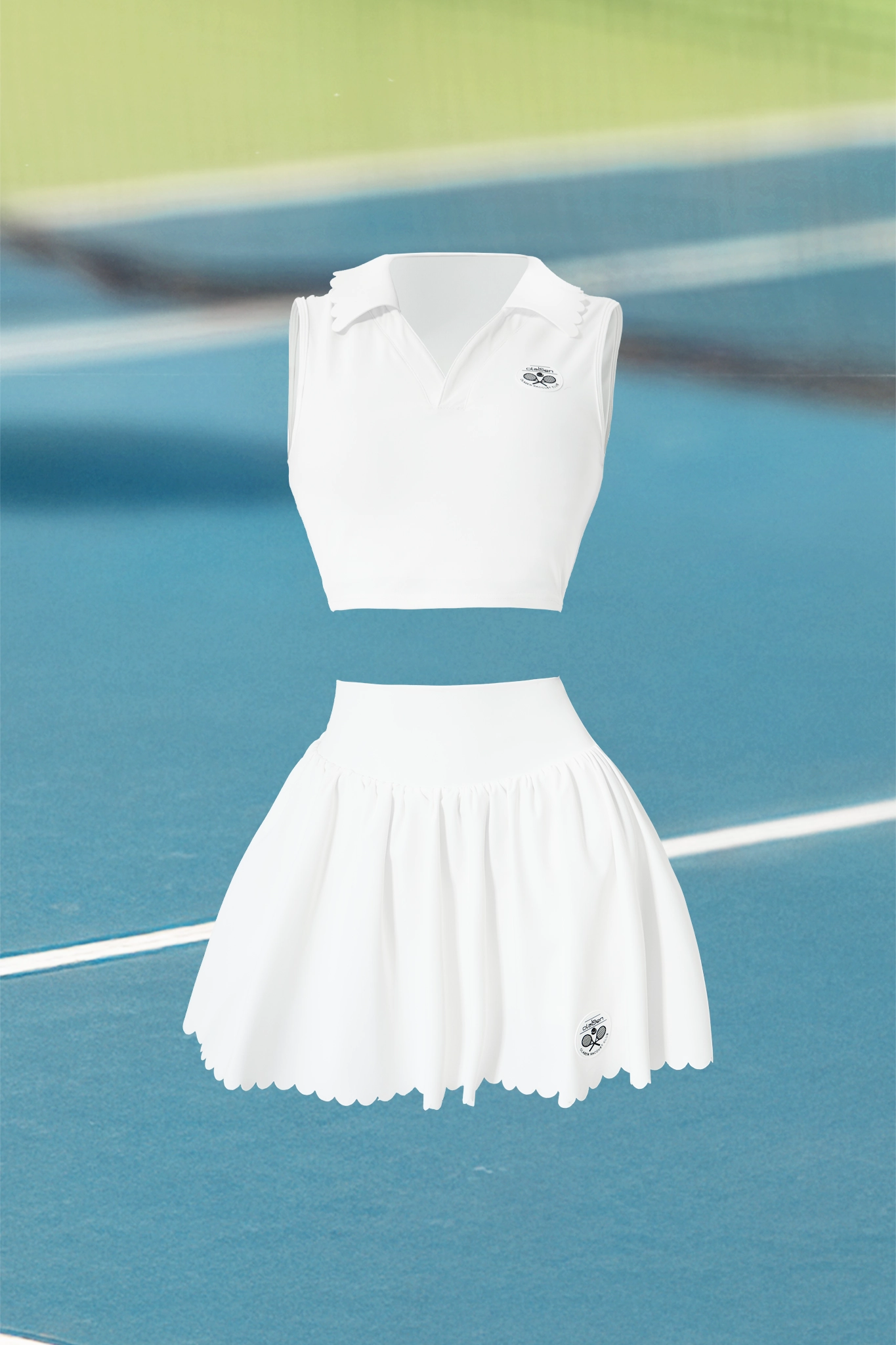 Prestige Cropped Polo & Prestige Tennis Skirt - White