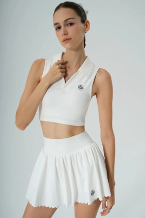 Prestige Cropped Polo & Prestige Tennis Skirt - White