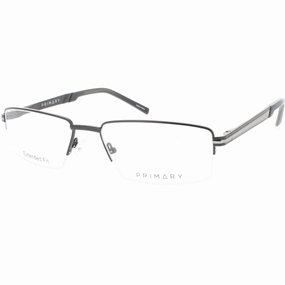 Primary Men's Eyeglasses - Demo Lens Metal Rectangular Half Rim Frame | 1137 BLACK