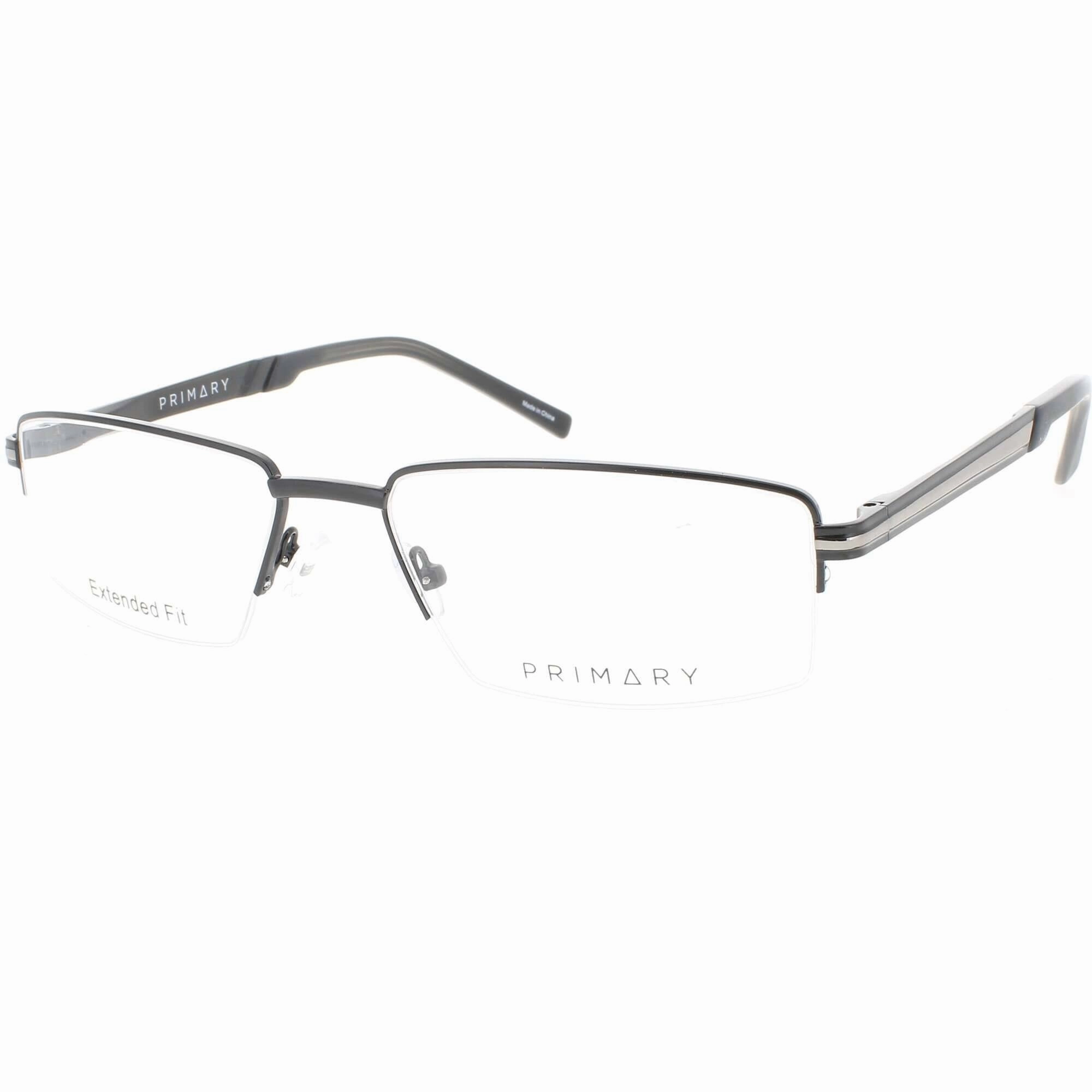 Primary Men's Eyeglasses - Demo Lens Metal Rectangular Half Rim Frame | 1137 BLACK