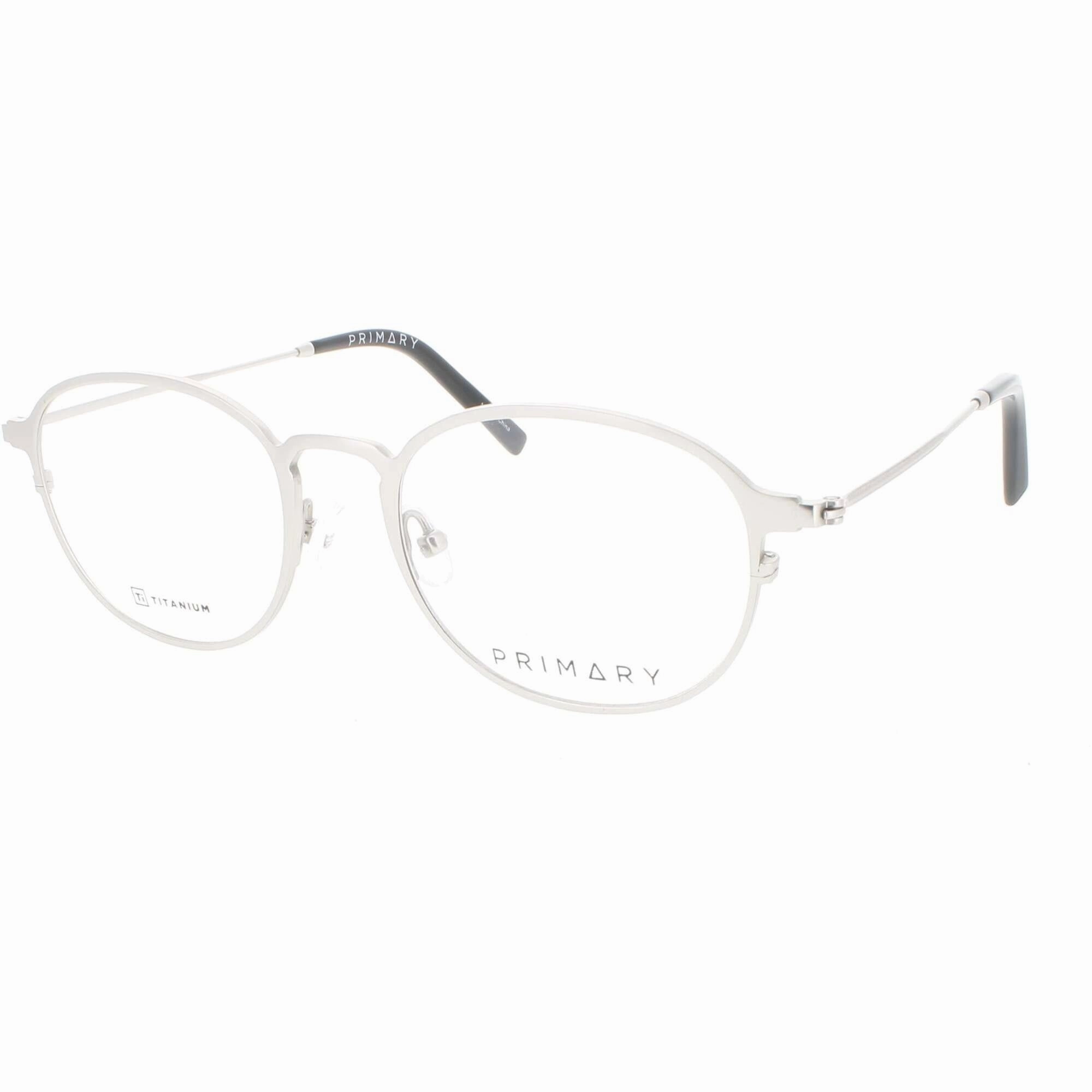 Primary Men's Eyeglasses - Demo Lens Titanium Oval Full Rim Frame | Pt110 Gunmetal