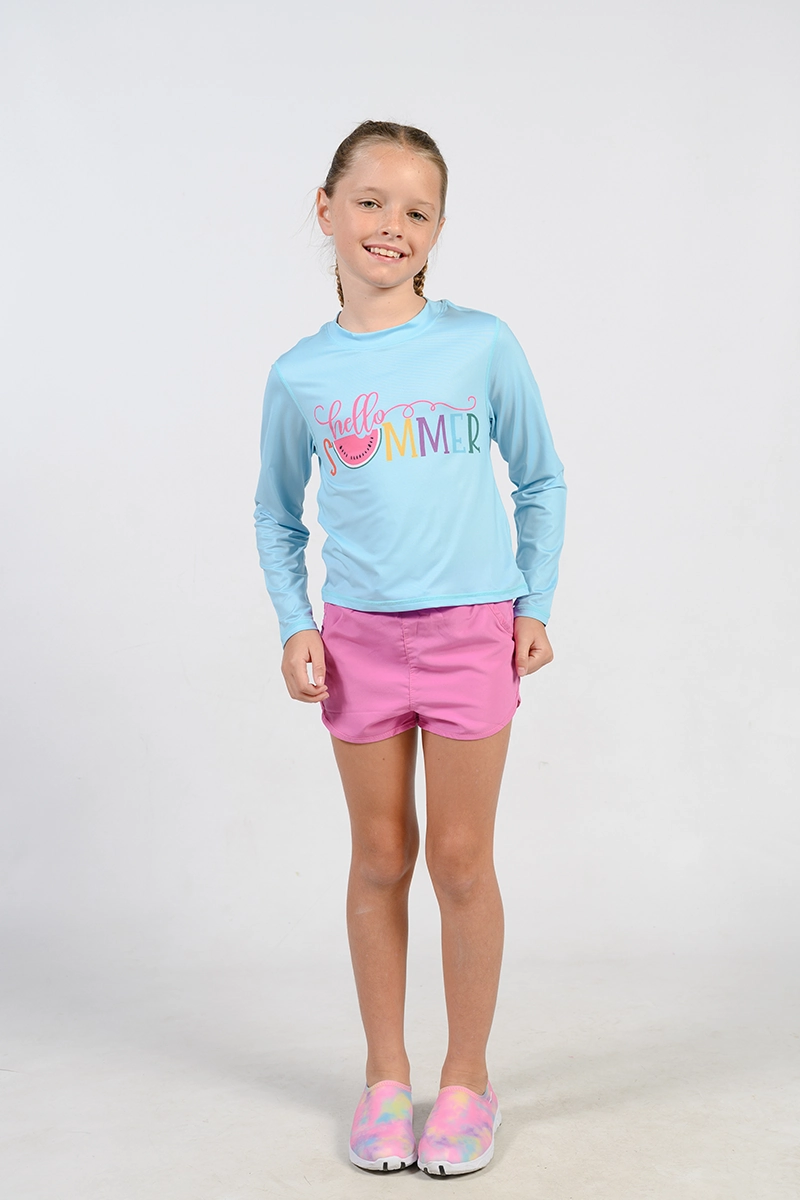 Print and detailed Long Sleeve Crew neck Sun-Shirts