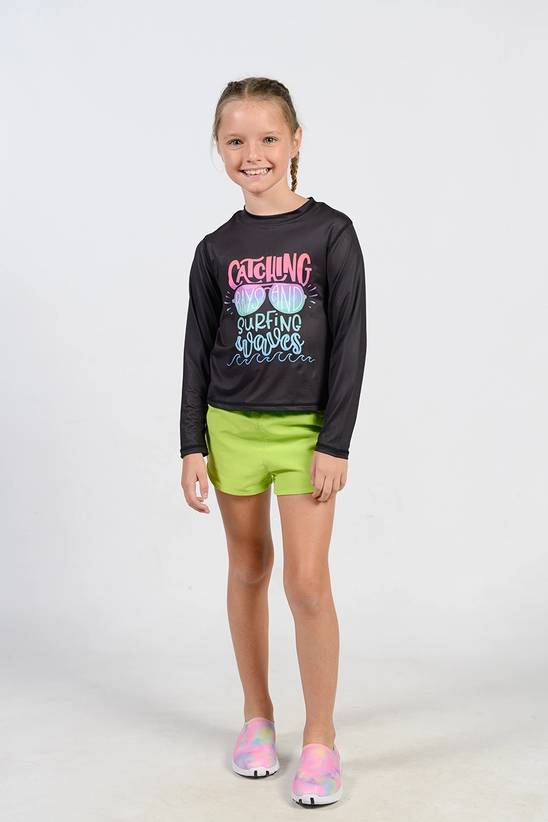 Print and detailed Long Sleeve Crew neck Sun-Shirts