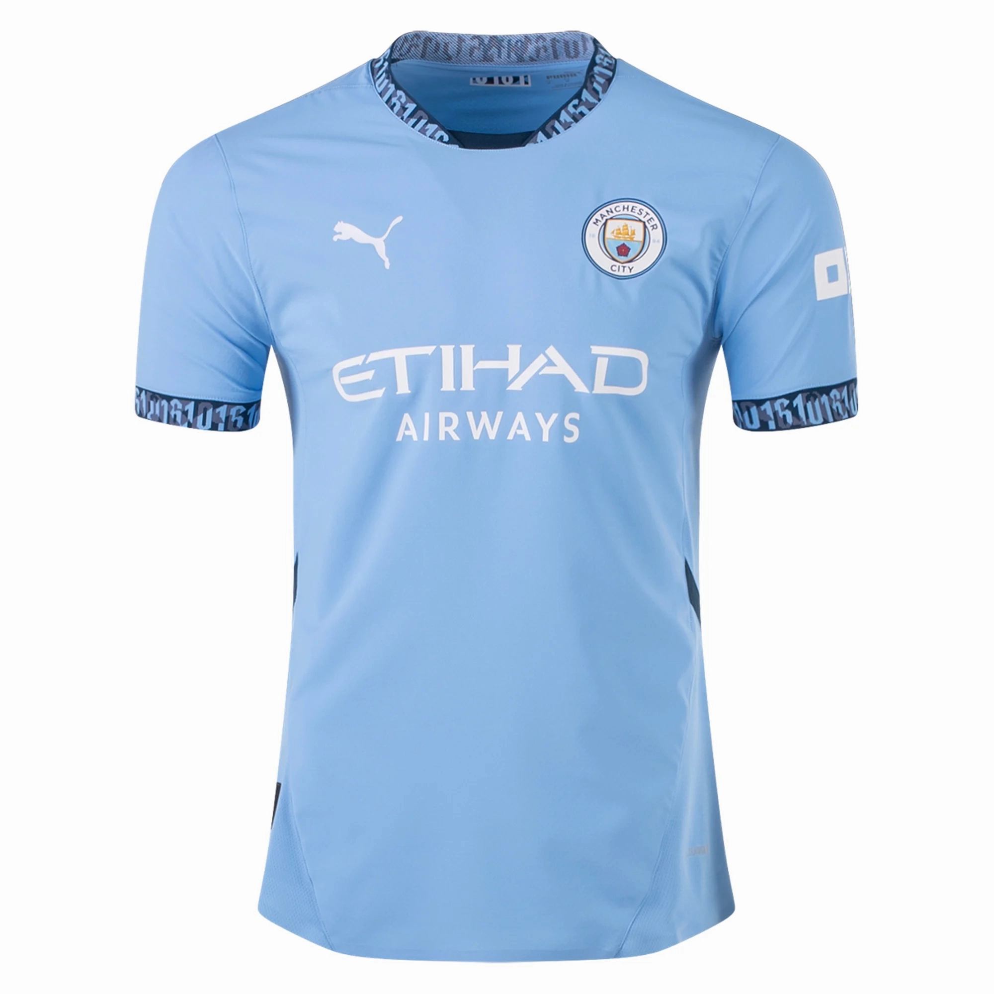 Puma Manchester City Matheus Nunes Authentic Home Jersey w/ EPL   No Room For Racism Patch 24/25 (Team Light Blue/Marine Blue)