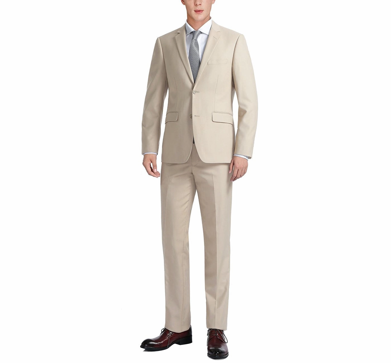 Renoir 201-3 Men's 2-Piece Single Breasted Notch Lapel Slim Fit Suit