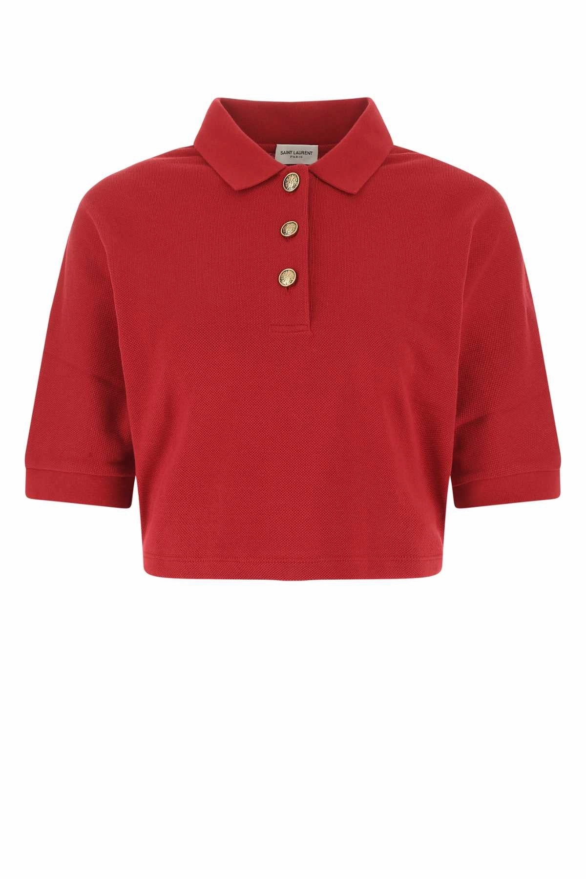Saint Laurent Straight Hem Cropped Polo Top